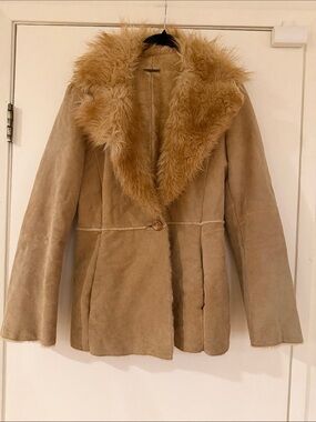 Vintage Y2K Guess Genuine Leather Suede and Faux Fur "Penny Lane" style jacket